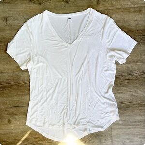 Old Navy V-Neck Short Sleeve Shirt White Size-Large